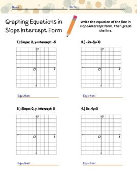 Graphing Lines in Slope Intercept Form Worksheet by Lyliana Chavez