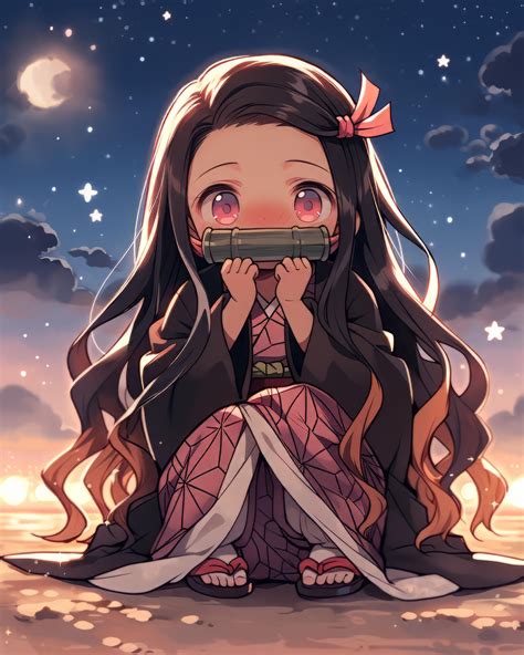 Chibi Nezuko Under Moonlight Beach : r/DemonSlayerAnime