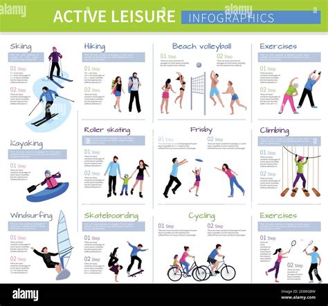 Active leisure people infographics with different games and activities ...