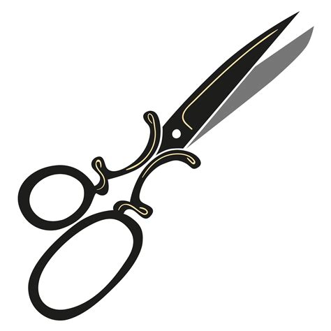 Free Sewing Clipart: Black and Gold Scissors on White Background