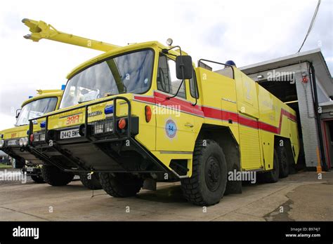 Airport fire appliances parked outside the fire station Stock Photo - Alamy