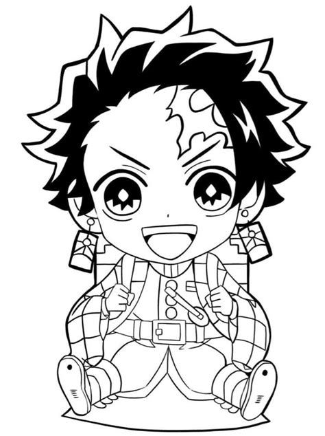 Dibujo de Chibi Tanjiro Kamado para colorear - Dibujos para colorear ...