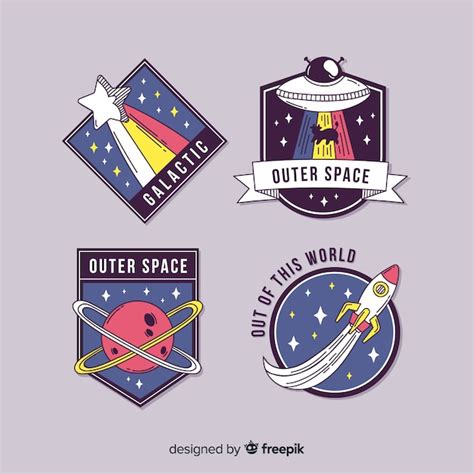 Free Vector | Cute illustrated space stickers set