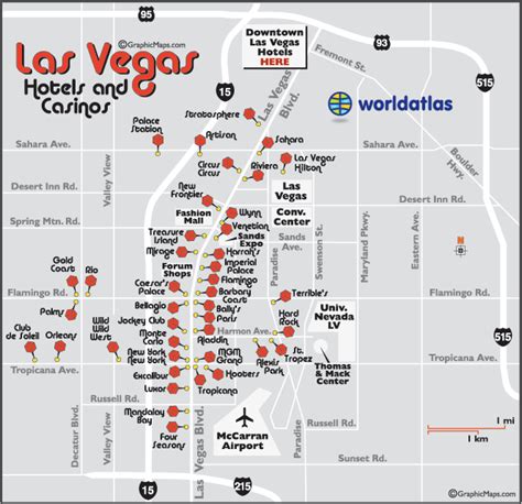 Downtown Las Vegas Hotels Map - Map Of Usa With Cities