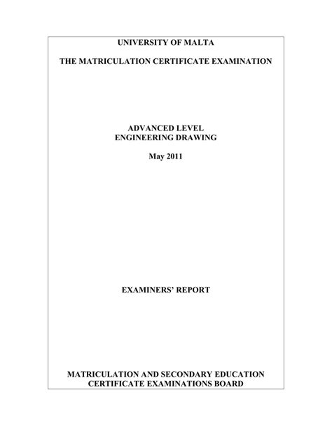 UNIVERSITY OF MALTA THE MATRICULATION CERTIFICATE EXAMINATION ADVANCED ...