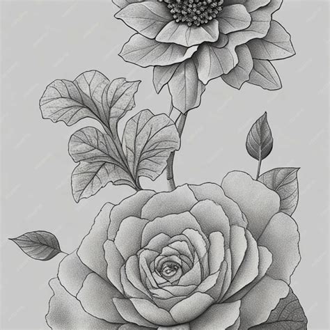 Premium AI Image | Black and white sketch flower