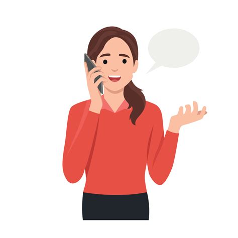 Woman talking on cellphone vector illustration. Young woman ...