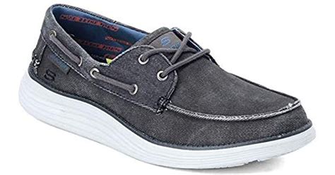 Skechers Status 2.0-lorano Moc Toe Canvas Deck Shoe Oxford in Black for ...