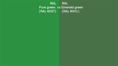 RAL Pure green vs Emerald green side by side comparison