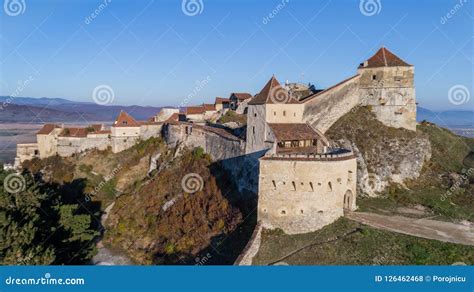 Aerial View of Rasnov Fortress Romania Stock Photo - Image of brasov ...