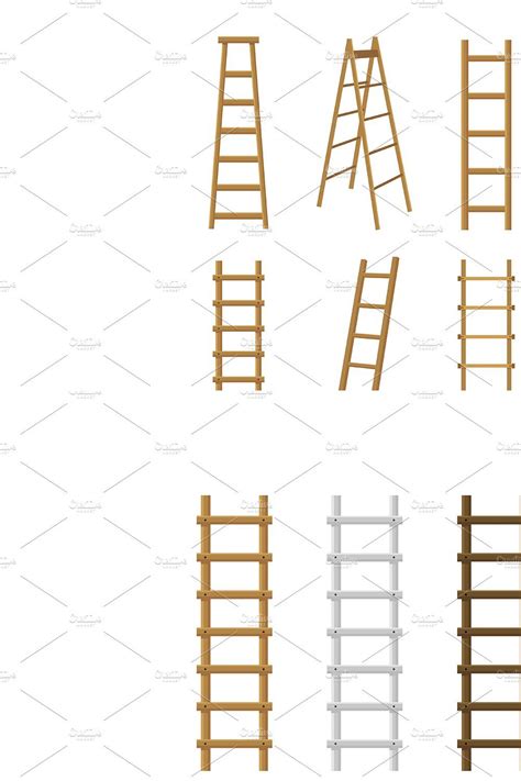 Wooden Stairs Ladders Different Set – MasterBundles