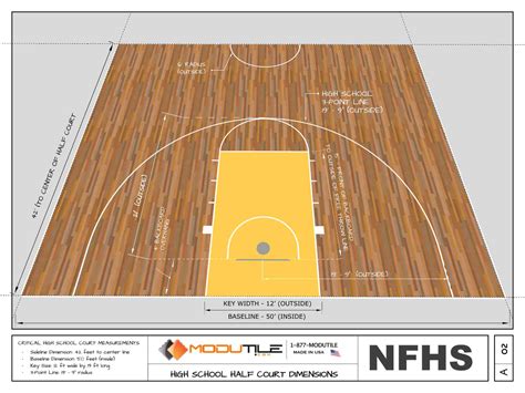 Basketball Half Court Dimensions (Drawings) | ModuTile