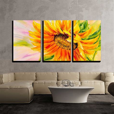 Wall26 3 Piece Canvas Wall Art - Sunflower, Oil Painting on Canvas ...