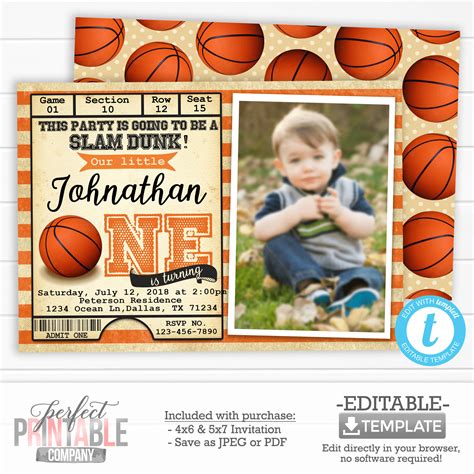 Basketball Birthday Party Invitation Basketball Ticket - Etsy