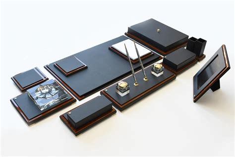 TABAC Smart Premium Deskset (black) - 176511 Leather ,gold Plated And ...