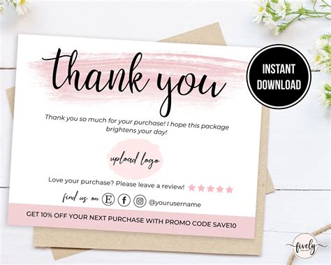 Design & Templates Order Card Editable&Printable Thank You Card Insert ...