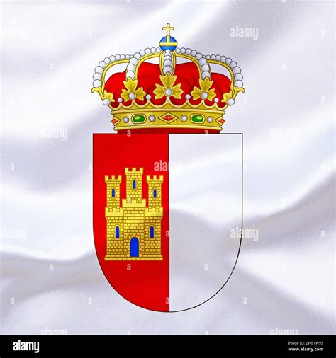 The coat of arms of Castile, La Mancha, Studio Stock Photo - Alamy