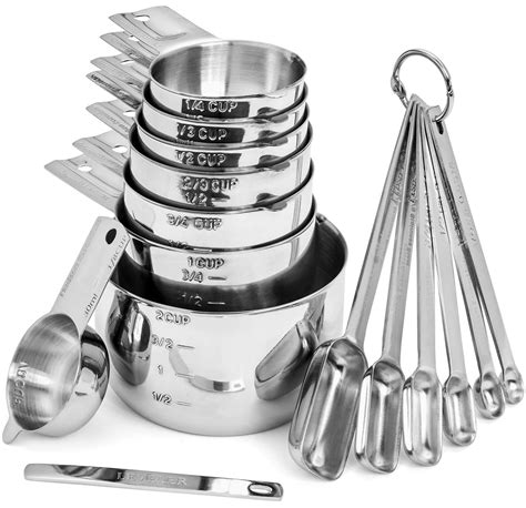 Stainless Steel Measuring Cups and Spoons Set -11pcs - Hudson Essentials