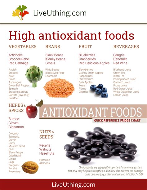 High Antioxidant Foods – Chart – Live Uthing