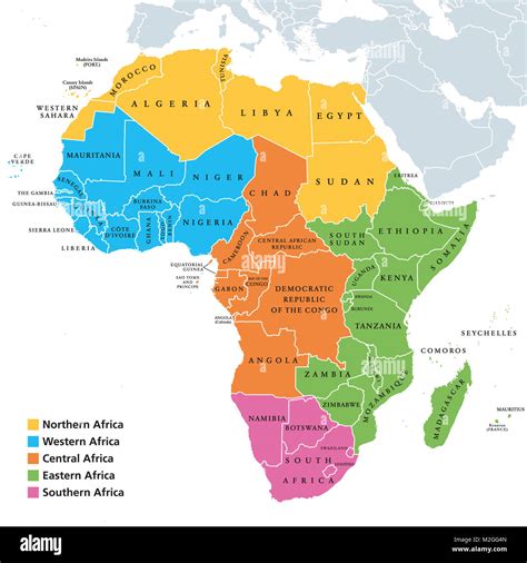 Africa Regions Political Map With Single Countries United Nations