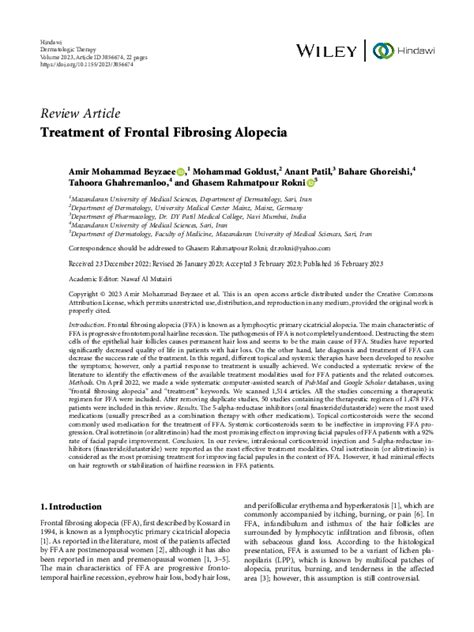 (PDF) Treatment of Frontal Fibrosing Alopecia | Anant Patil - Academia.edu