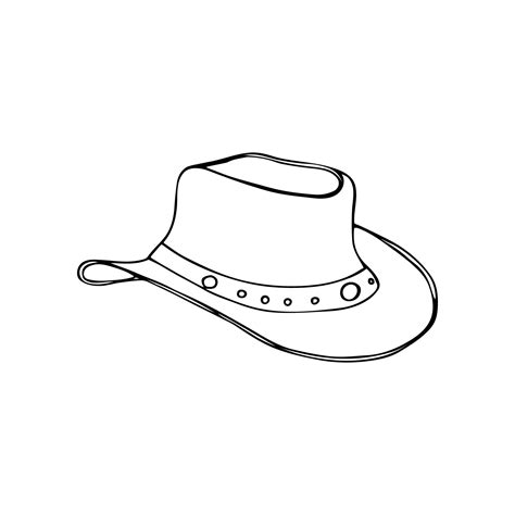 Hand drawn Cowboy hat. Sketch of Cowboy hat isolated on white ...