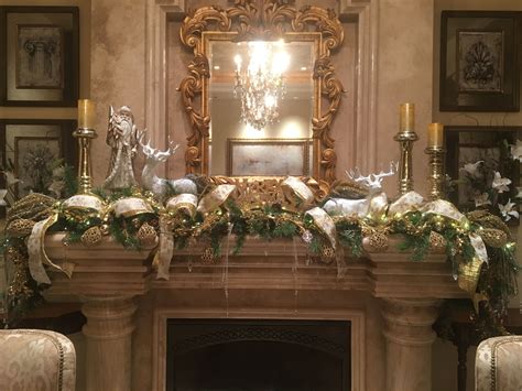 Elegant gold fireplace Mantel Christmas decor by Mindy Meyersick ...