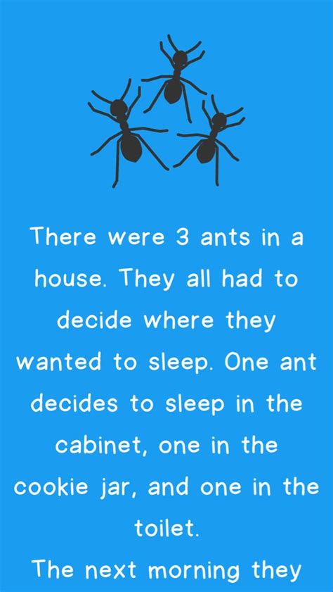 There were 3 ants in a house. They all had to decide where they wanted ...