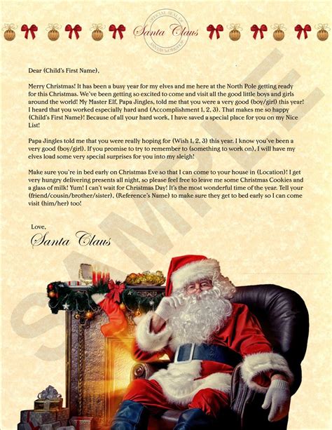 Buy Personalized Christmas Letter From Santa Claus - Custom Letter From ...