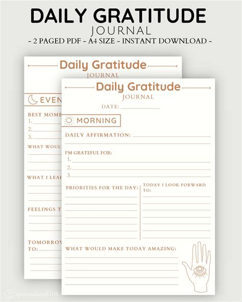 Daily Gratitude Journal, Instant Download, Morning, Evening ...