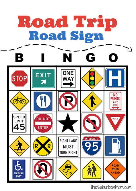 Road Trip Road Sign Bingo Free Printable