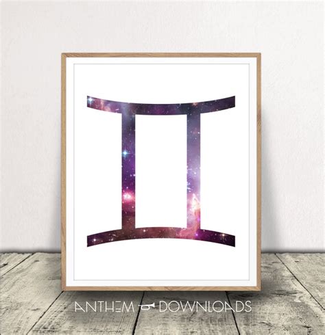 Gemini Symbol Art Print Constellation Poster Zodiac Decor - Etsy