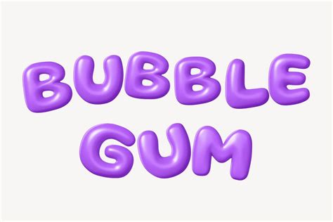 Bubble Gum 3d Word Purple Premium Psd Rawpixel