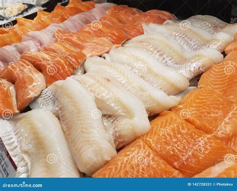 Fresh fish fillet stock image. Image of salmon, seafood - 142728331