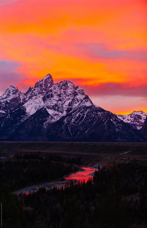 "Grand Teton Mountain Range At Sunset" by Stocksy Contributor "Michelle ...