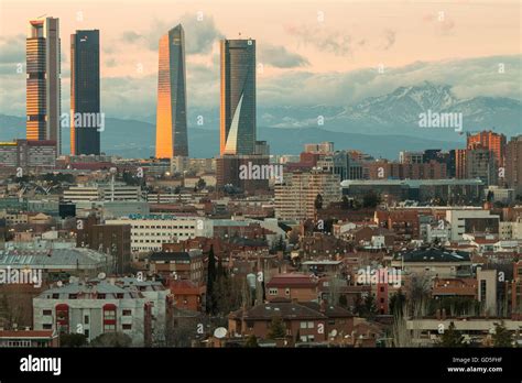 Madrid Skyline seen after Sunset Stock Photo - Alamy