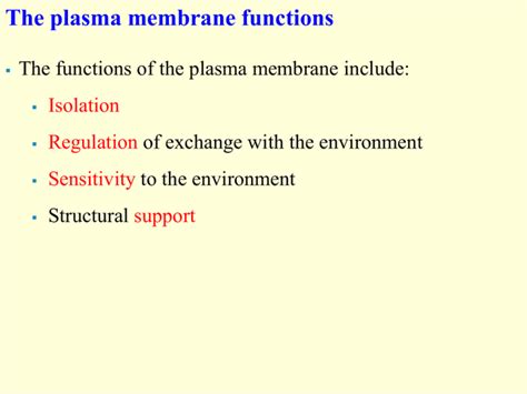 The plasma membrane functions