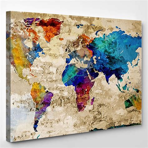 Colorful World Map World Map Canvas Art Wall Decor 3 5 Piece | Etsy