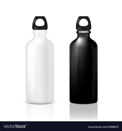 Black and white glossy metal water sport bottle Vector Image