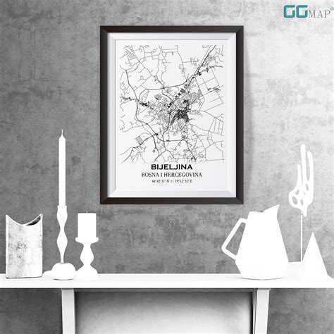 City Map of BIJELJINA Home Decor Wall Decor Office Map Travel Map Print ...