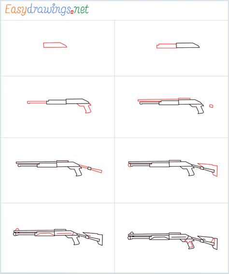 How To Draw M1014 Gun Step by Step - [8 Easy Phase]