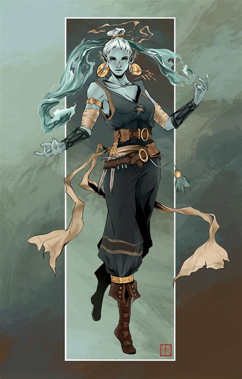 [OC] [ART] Water Genasi Sorceress for an underwater campaign! : r/DnD