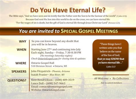 Special Events at Ontario Gospel HallOntarioGospel.com