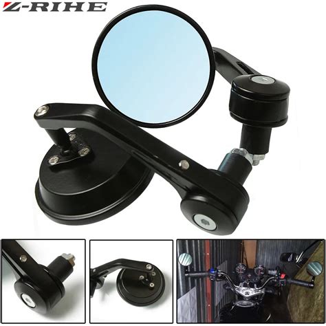 1Pair 7/8" Universal Round Motorcycle Mirrors Rear View Handle Bar End ...