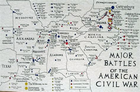 Civil War Battles Hand Drawn Map - Etsy