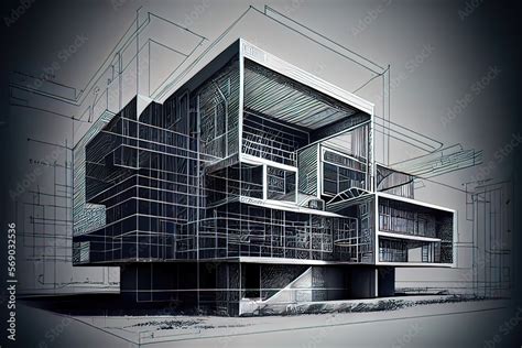 architecture concept art, of modern conventional building with ...