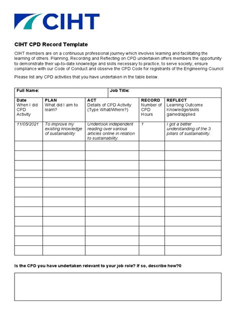 Ciht CPD Template | PDF