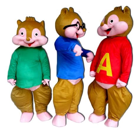 2017 New Alvin and the Chipmunks Mascot Costume Cartoon Character ...