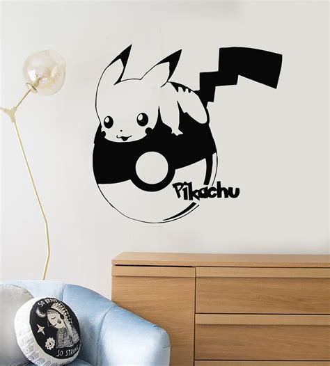 Vinyl Wall Decal Pikachu Funny Art Decor for Kids Room Pokemon Stickers ...