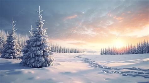 3d Winter Landscape With Snowy Christmas Trees A Festive Greeting For ...